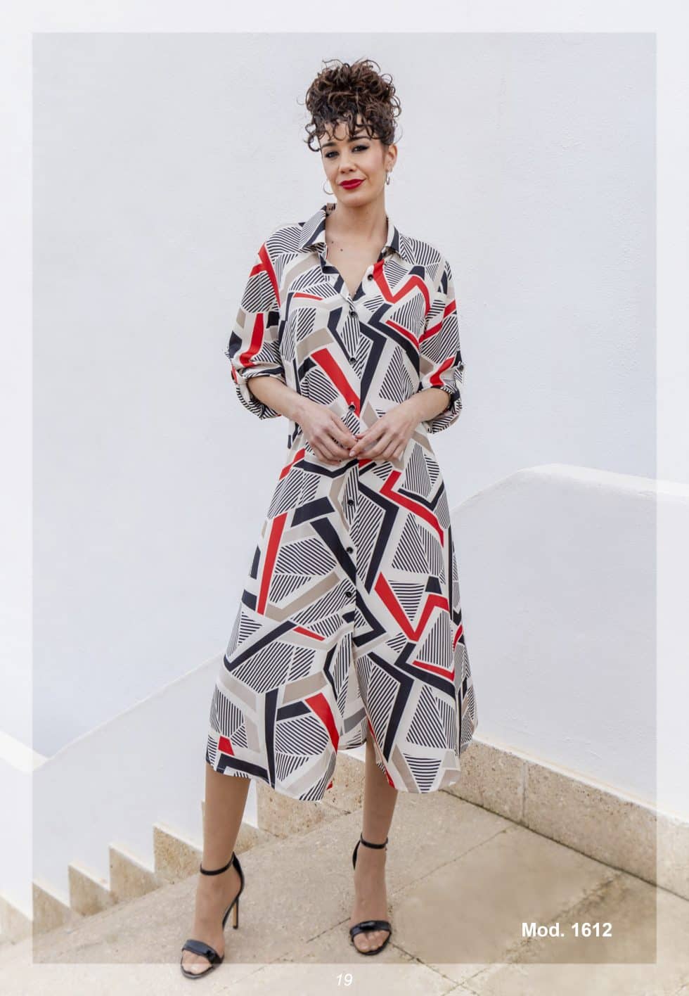 Vestido camisero Lulú de tejido satinado estampado