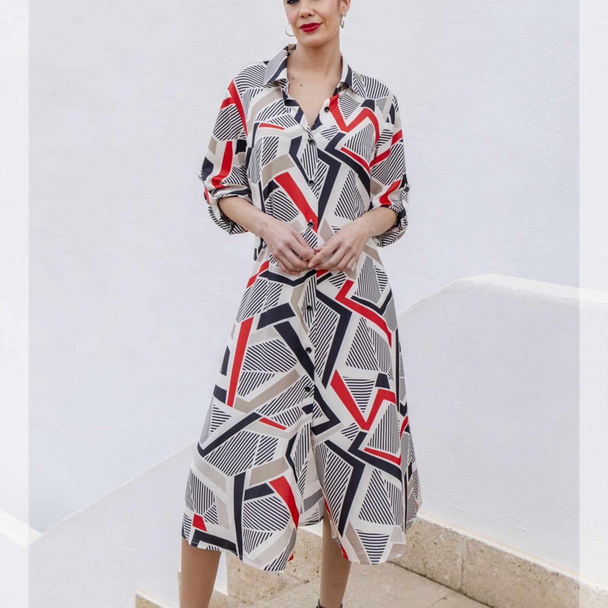 Vestido camisero manga larga