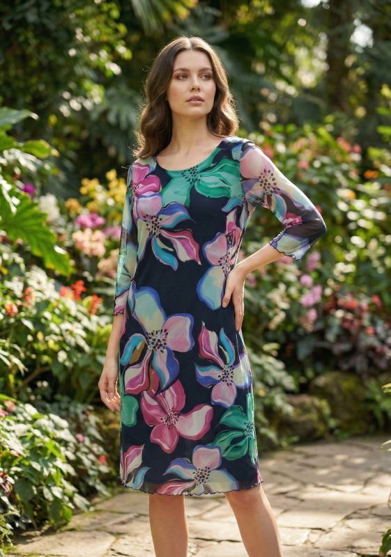 Vestido manga semi color 301